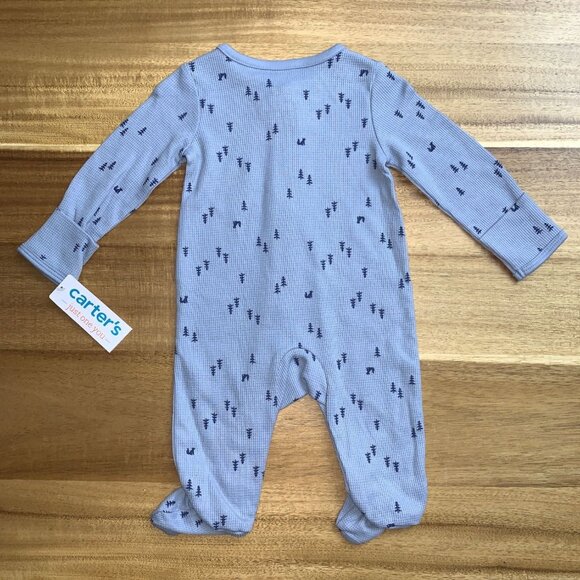 Carter's Newborn Baby Boy Blue Footed Sleeper Pajamas 2-Way Zipper Size 0M - Picture 3 of 6